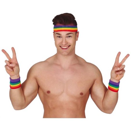 Set Fascia e Polsini in Spugna Arcobaleno "Pride" 3pz Pride