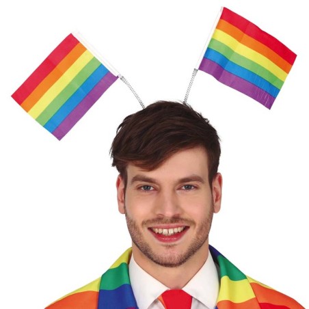 Cerchietto per Capelli con Antenne Bandiere Arcobaleno "Pride" Pride