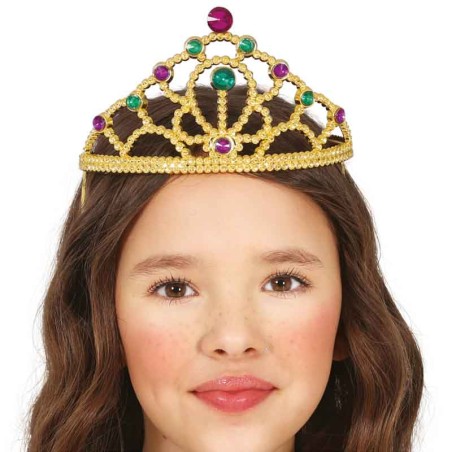 Coroncina da Principessa Oro con Pietre Preziose Verdi e Viola Corone e Coroncine