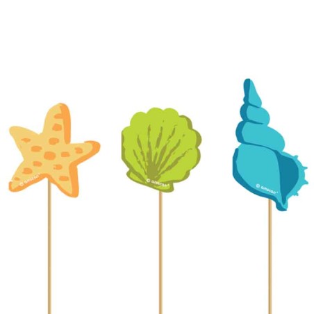 Picks Sagomati Tema Mare "Surf Party" 20pz Addobbi e Accessori Mare