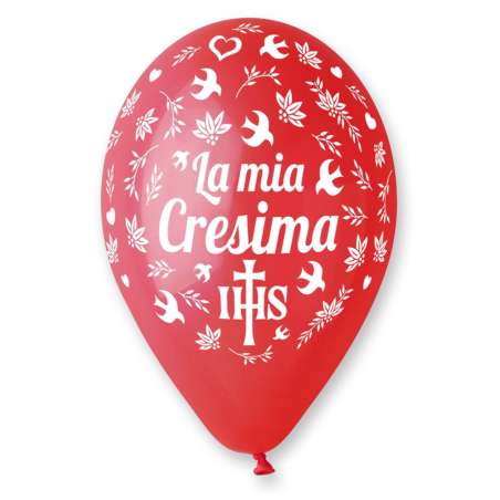 Palloncino in Lattice 12" GS110 Rosso con Scritta "La mia Cresima" 100pz Gemar "Religious Celebrations"