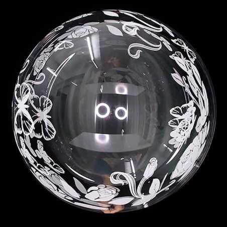 Palloncino in Elastico PVC 18" Bubble Balloons Fiori e Farfalle Bianche Deco Bubble