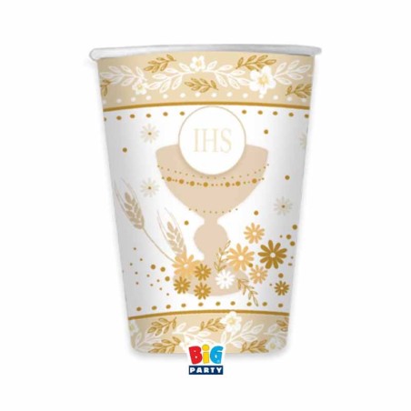 Bicchiere di Carta 250ml Prima Comunione 6pz Prima Comunione Spighe di Grano