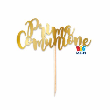Mini Cake Topper di Carta 9cm Oro Sagomato "Prima Comunione" Accessori Tavola Comunione