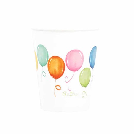 Bicchiere di Carta 250ml Happy Birthday "Balloons" 8pz Happy Birthday Balloons