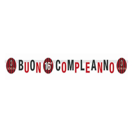 Festone Personalizzabile Buon Compleanno Milan 3mt Milan