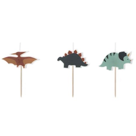 Candelina Dinosauro "Dinosaur Party" 3pz Accessori e Addobbi Dinosauro