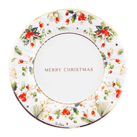 Piatto di Carta 23cm "Christmas Greetings" 8pz Christmas Greetings