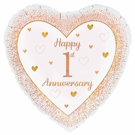 Palloncino in Foil 18" sagomato Cuore 1° Anniversario Palloncini in Foil Oaktree