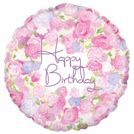 Palloncino in Foil 18" Happy Birthday Floreale Palloncini in Foil Oaktree