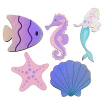 Decorazioni in Legno Sirena "Sirène" 10pz Conchiglia e Sirena "Sirène"