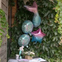 Bouquet di Palloncini in Foil Tema Sirena 5pz Conchiglia e Sirena "Sirène"