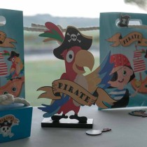 Centrotavola di Legno sagomato Pappagallo Pirata 20cm Festa Tema Pirata "Pirates"