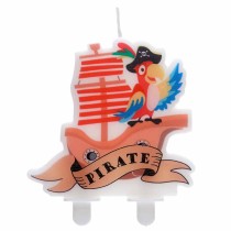 Candelina Piatta Pappagallo e Veliero Pirata 7cm Festa Tema Pirata "Pirates"