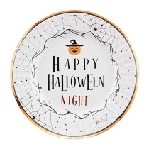 Piatto di Carta 23cm Bianco "Happy Halloween Night" 8pz Happy Halloween Night