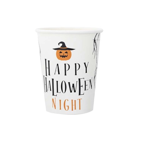 Bicchiere di Carta 250ml Bianco "Happy Halloween Night" 8pz Happy Halloween Night