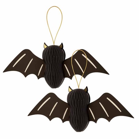 Decorazione di Carta a Nido d'Ape sagomata Pipistrello 2pz Addobbi e Festoni Halloween