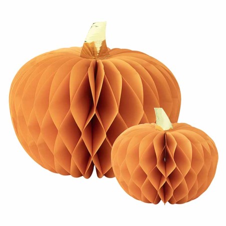 Decorazione di Carta a Nido d'Ape Sagomata Zucca 2pz Accessori Tavola Halloween