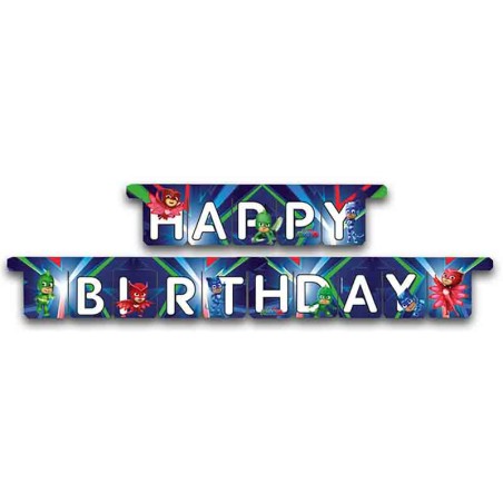 Festone Happy Birthday con Super Pigiamini "PJ Masks" 3mt Super Pigiamini "PJ Masks"
