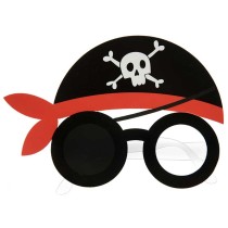 Occhiali da Pirata con Bandana Rosso e Nero Festa Tema Pirata "Pirates"