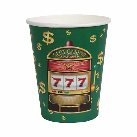 Bicchiere di Carta 270ml Casinò Verde "Poker" 10pz Casinò