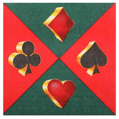 Tovagliolo di Carta 33x33cm Casinò Rosso e Verde 20pz Casinò