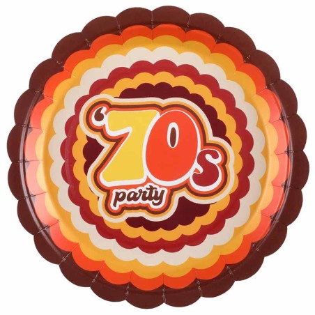 Piatto di Carta 23cm Party Anni '70 10pz Anni '70