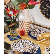 Piatto di Carta 18cm Leopardato Nero e Oro 8pz Animal Print "Safari"