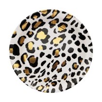 Piatto di Carta 18cm Leopardato Nero e Oro 8pz Animal Print "Safari"