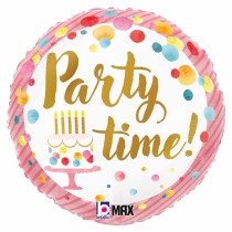 Palloncino in Foil 18" Happy Birthday Bianco e Rosa a Pois Multicolor Happy Birthday Grabo