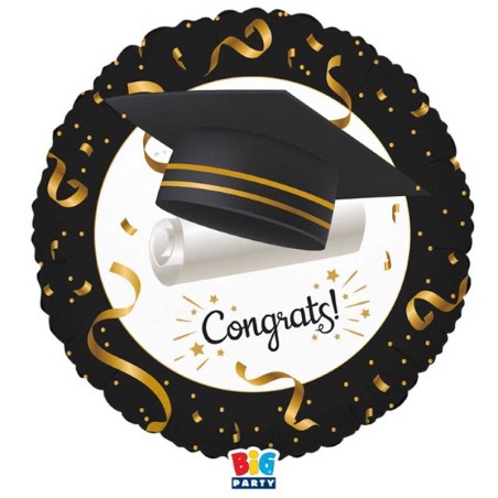 Palloncino in Foil 18" Laurea Nero e Oro "Graduation" Palloncini Laurea