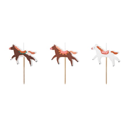 Candelina Picks Cavallo "Horse Party" 3pz Candeline Sagomate Fantasia