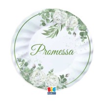 Piatto di Carta 20cm Promessa di Matrimonio "Eucalipto" 6pz Promessa
