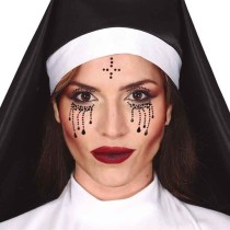 Gioielli Adesivi 3D con Strass Neri per Costume da Suora "Halloween" Accessori Persona Halloween
