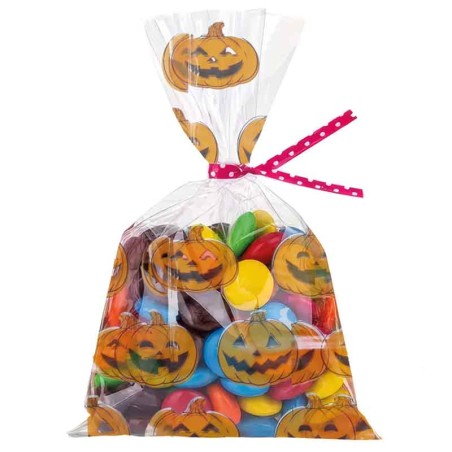 Sacchetto di Plastica Porta Caramelle Zucche 20pz Accessori Tavola Halloween
