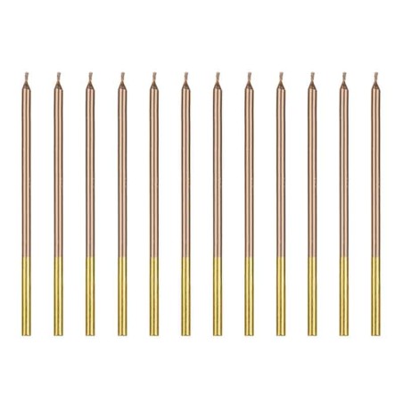 Candelina Stelo 14cm Rose Gold Metallizzato12pz Candeline Stelo