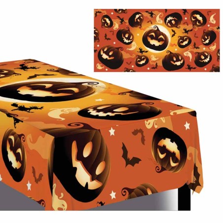 Tovaglia di Plastica 137x274cm con Zucche Stregate di Halloween Zucche Stregate