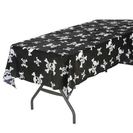 Tovaglia di Plastica 137x274cm con Teschi e Ossa di Halloween Accessori Tavola Halloween