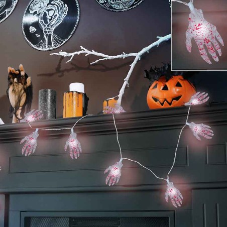 Ghirlanda LED Mano Scheletro di Sangue "Halloween" 1,15mt Addobbi e Festoni Halloween