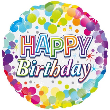 Palloncino in Foil 18" Happy Birthday Confetti Multicolor Palloncini in Foil Oaktree