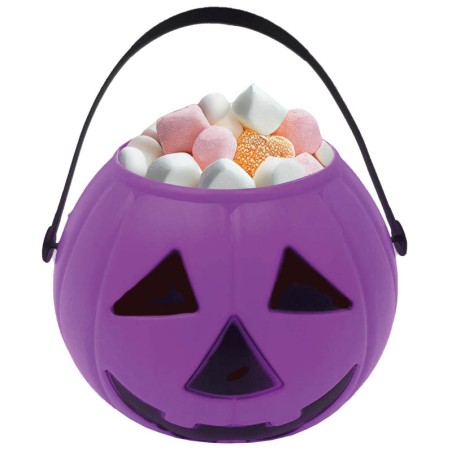 Secchiello di Plastica Porta Caramelle Zucca Viola 15cm Accessori Tavola Halloween
