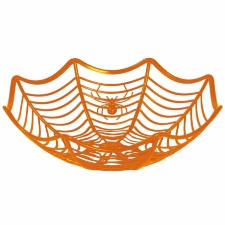 Contenitore Ragnatela Porta Caramelle Arancione Accessori Tavola Halloween