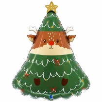 Palloncino in Foil 28" Super Shape Renna dentro l'Albero di Natale Natale e Capodanno Grabo