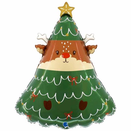 Palloncino in Foil 28" Super Shape Renna dentro l'Albero di Natale Natale e Capodanno Grabo