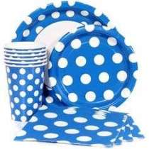 Piatto di Carta 18cm Blu Pois Bianco 8pz Tavola e Decorazioni Papà
