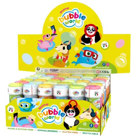 Bolle di Sapone a Tema Animali "Animal Bubbles" da 60ml - 36pz Bolle di Sapone