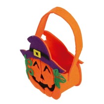 Secchiello in Feltro Porta Caramelle Zucca Stregata Accessori Tavola Halloween