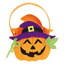 Secchiello in Feltro Porta Caramelle Zucca Stregata Accessori Tavola Halloween