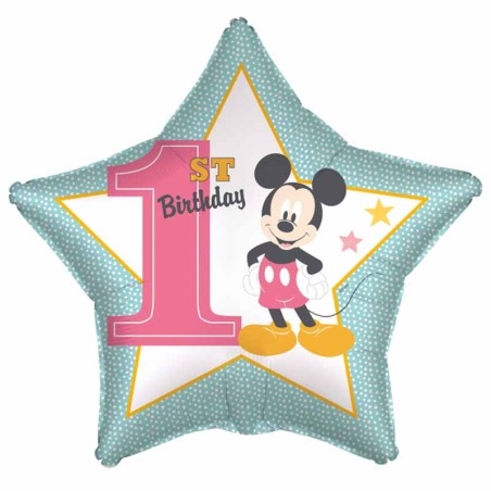 Palloncino in Foil 18" Stella Mickey "1st Birthday" Mickey Mouse & Co.