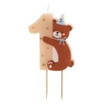 Candelina con Orsacchiotto Celeste N.1 Accessori 1° Compleanno